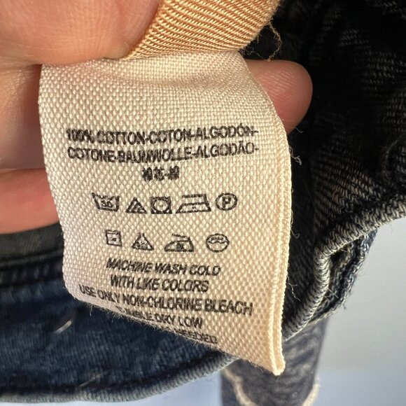 Free People Mixed Media Distressed Cropped Hooded Denim Knit Jean Jacket Size S - Picture 6 of 12